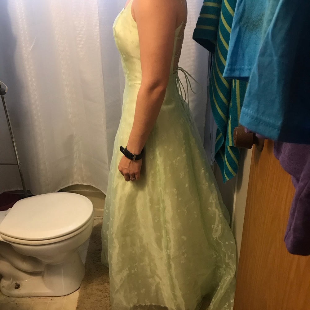 Lace up back prom dress